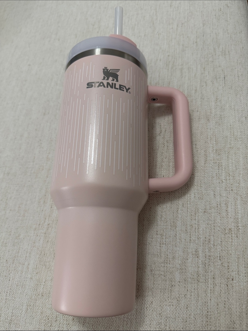 Stanley Light Pink Travel Mug with Handle and Straw